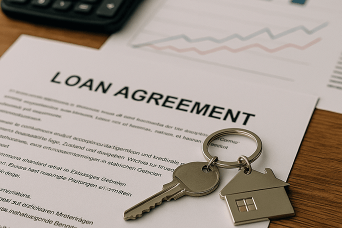 Hausschlüssel mit Finanzierungsunterlagen - Erfolgreiche Immobilienfinanzierung